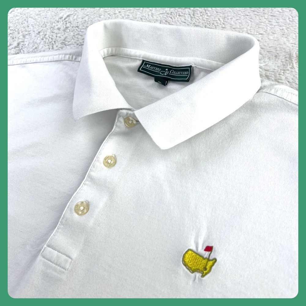 Masters Collection Polo Shirt Men's XL White‎ Short Sleeve Augusta Golf Map Logo